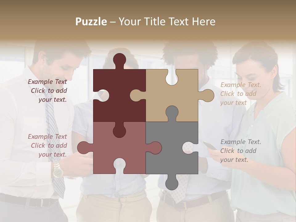 A Group Of Business People Looking At Their Cell Phones PowerPoint Template