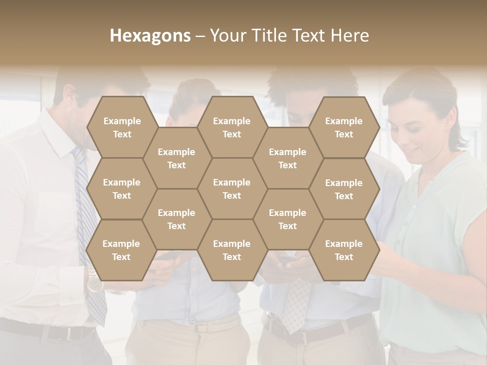 A Group Of Business People Looking At Their Cell Phones PowerPoint Template
