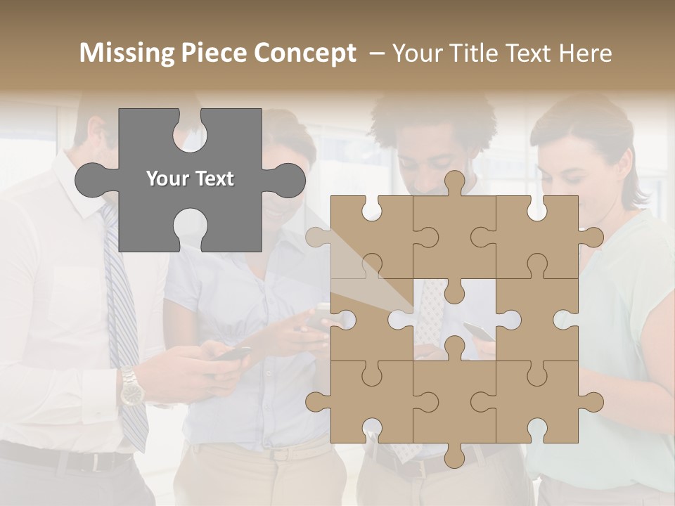 A Group Of Business People Looking At Their Cell Phones PowerPoint Template