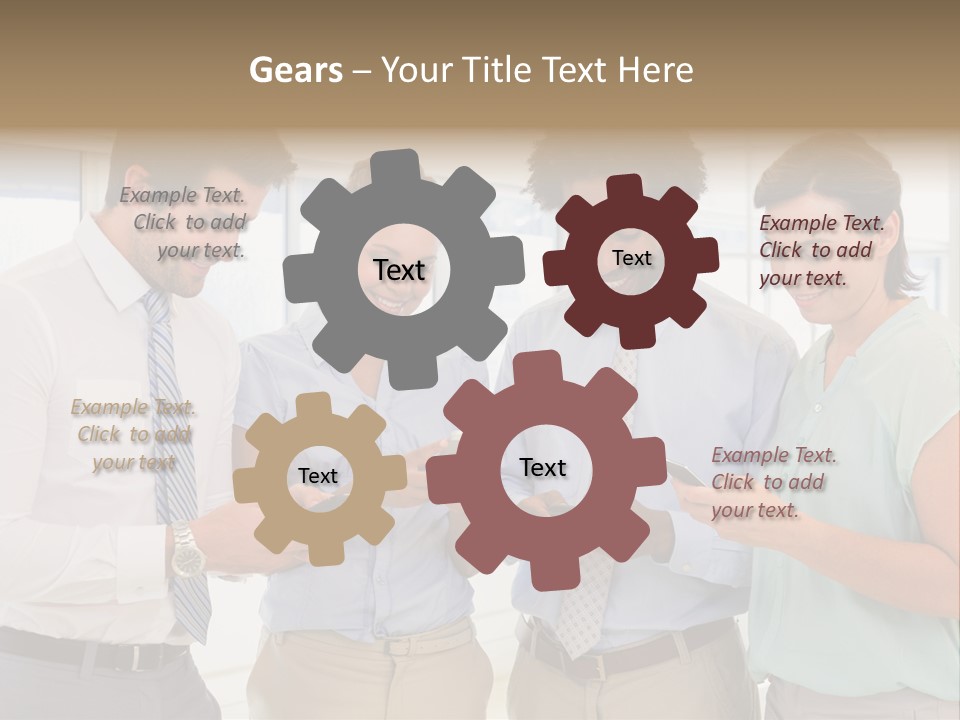 A Group Of Business People Looking At Their Cell Phones PowerPoint Template