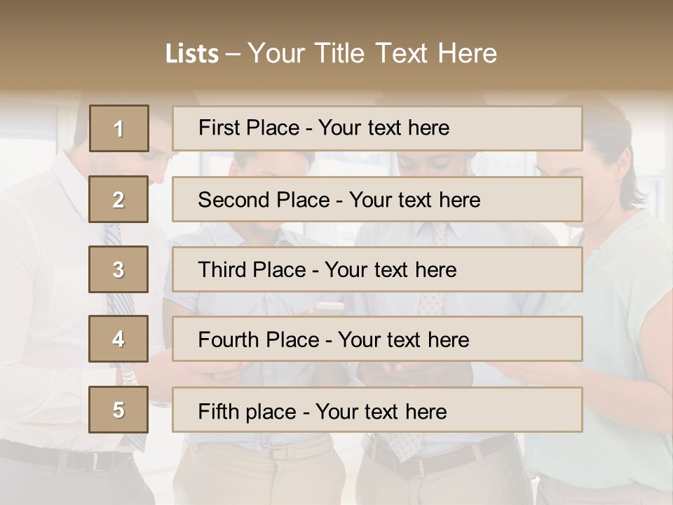 A Group Of Business People Looking At Their Cell Phones PowerPoint Template