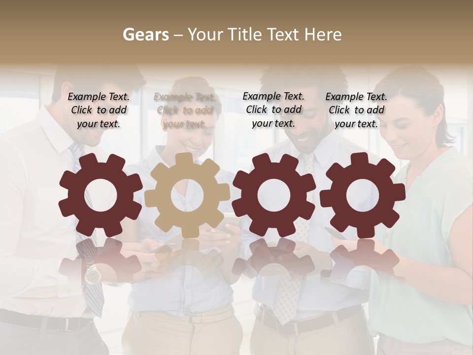 A Group Of Business People Looking At Their Cell Phones PowerPoint Template