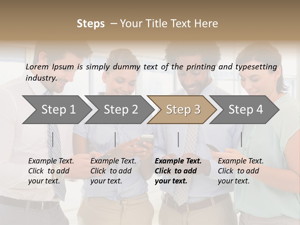 A Group Of Business People Looking At Their Cell Phones PowerPoint Template