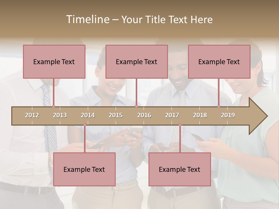 A Group Of Business People Looking At Their Cell Phones PowerPoint Template
