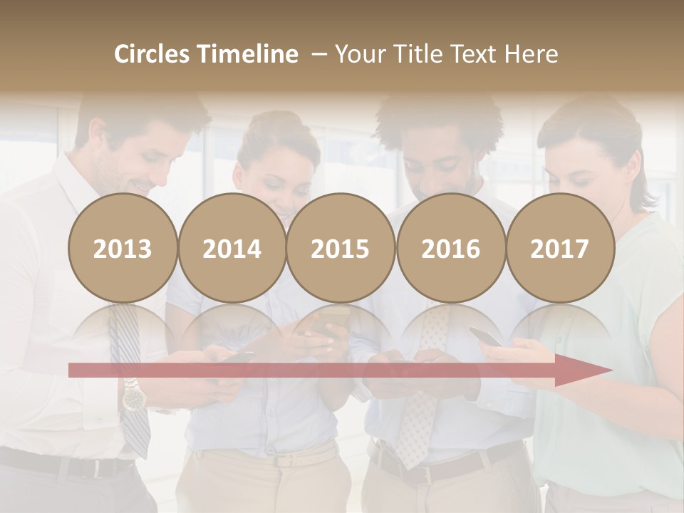 A Group Of Business People Looking At Their Cell Phones PowerPoint Template