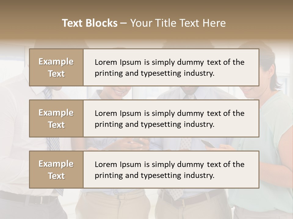 A Group Of Business People Looking At Their Cell Phones PowerPoint Template