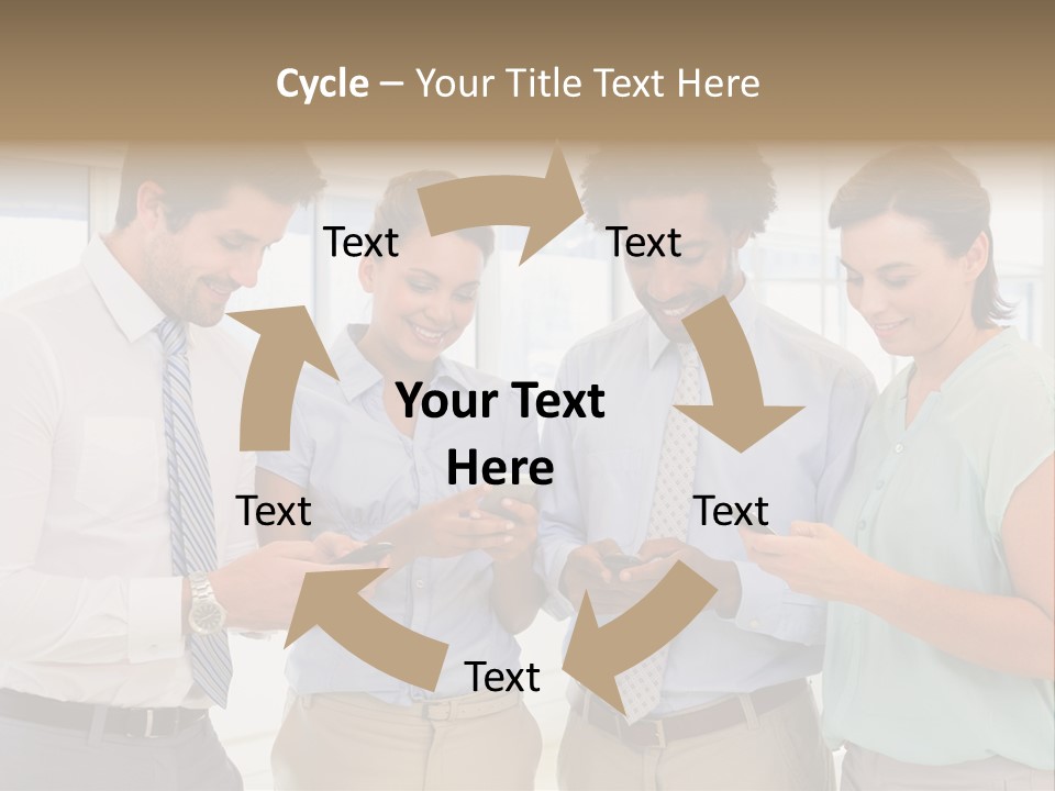 A Group Of Business People Looking At Their Cell Phones PowerPoint Template