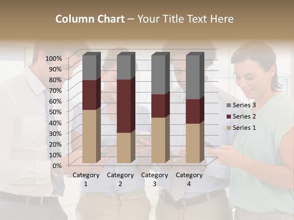 A Group Of Business People Looking At Their Cell Phones PowerPoint Template