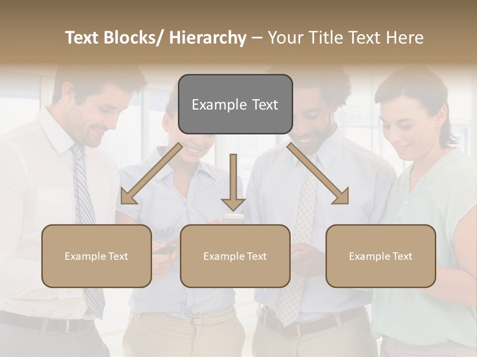 A Group Of Business People Looking At Their Cell Phones PowerPoint Template