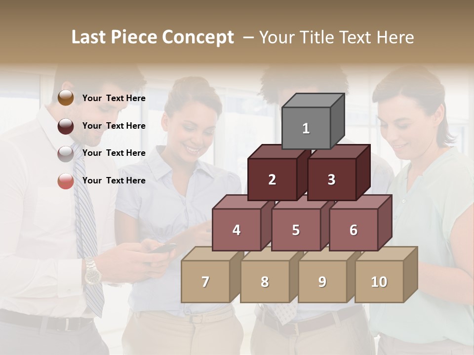 A Group Of Business People Looking At Their Cell Phones PowerPoint Template