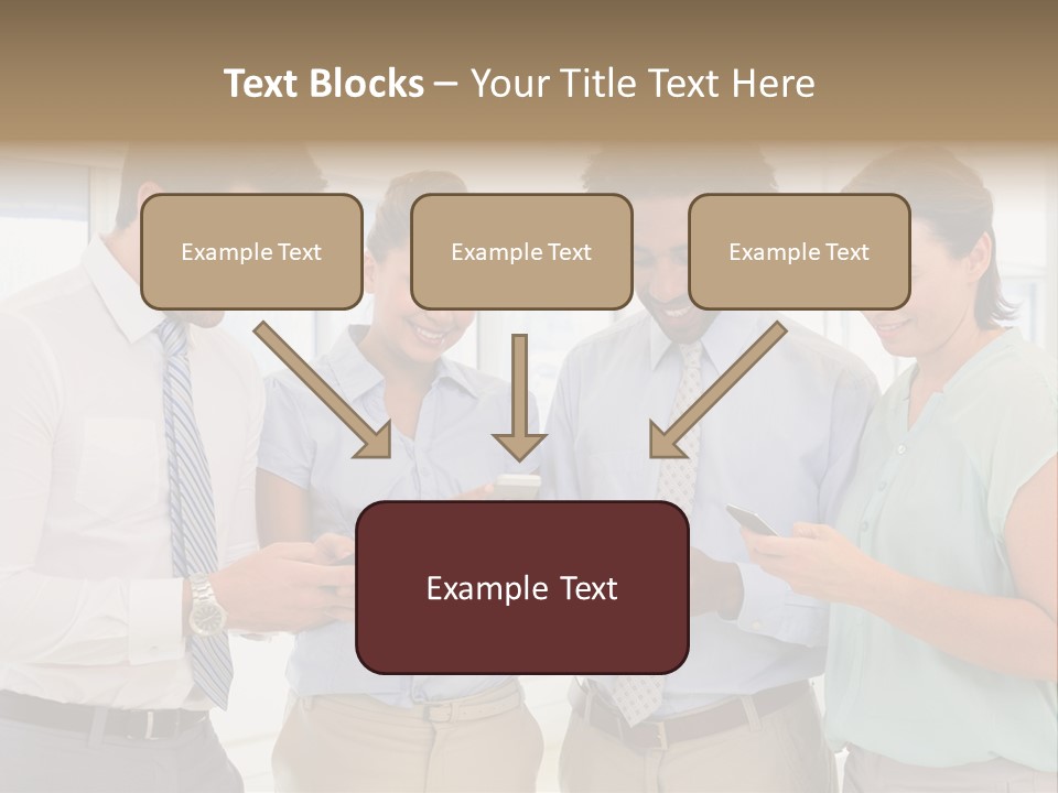 A Group Of Business People Looking At Their Cell Phones PowerPoint Template