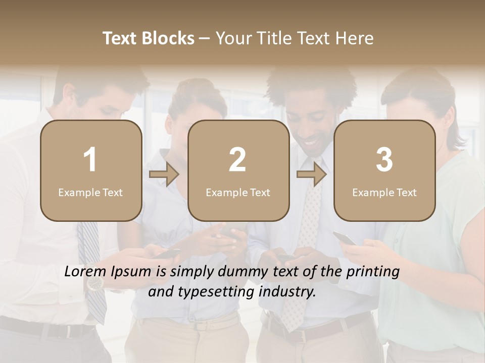 A Group Of Business People Looking At Their Cell Phones PowerPoint Template