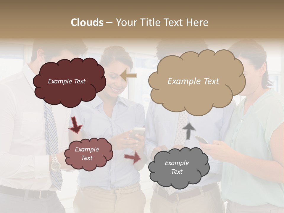 A Group Of Business People Looking At Their Cell Phones PowerPoint Template