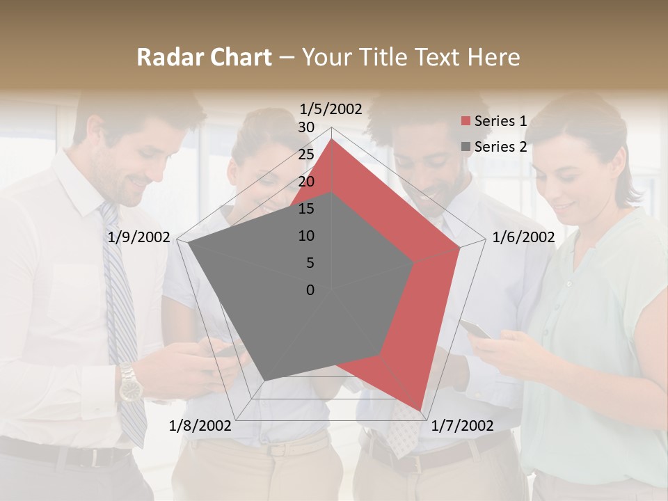 A Group Of Business People Looking At Their Cell Phones PowerPoint Template