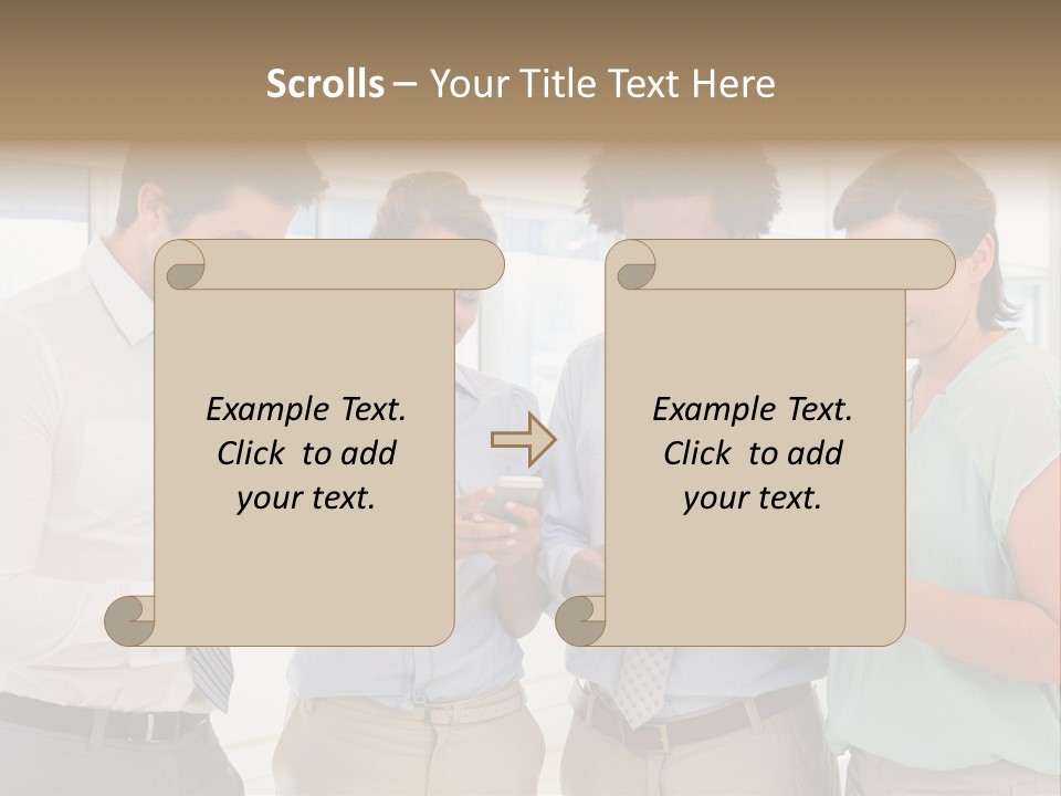 A Group Of Business People Looking At Their Cell Phones PowerPoint Template