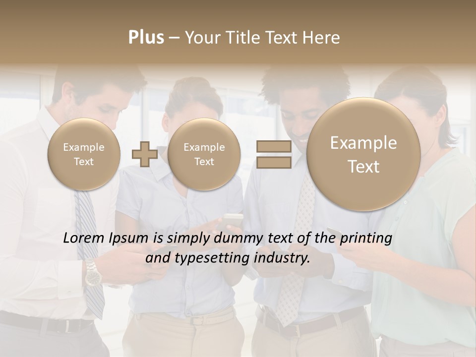 A Group Of Business People Looking At Their Cell Phones PowerPoint Template