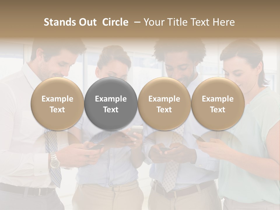 A Group Of Business People Looking At Their Cell Phones PowerPoint Template