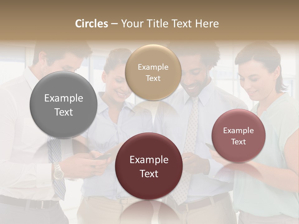 A Group Of Business People Looking At Their Cell Phones PowerPoint Template