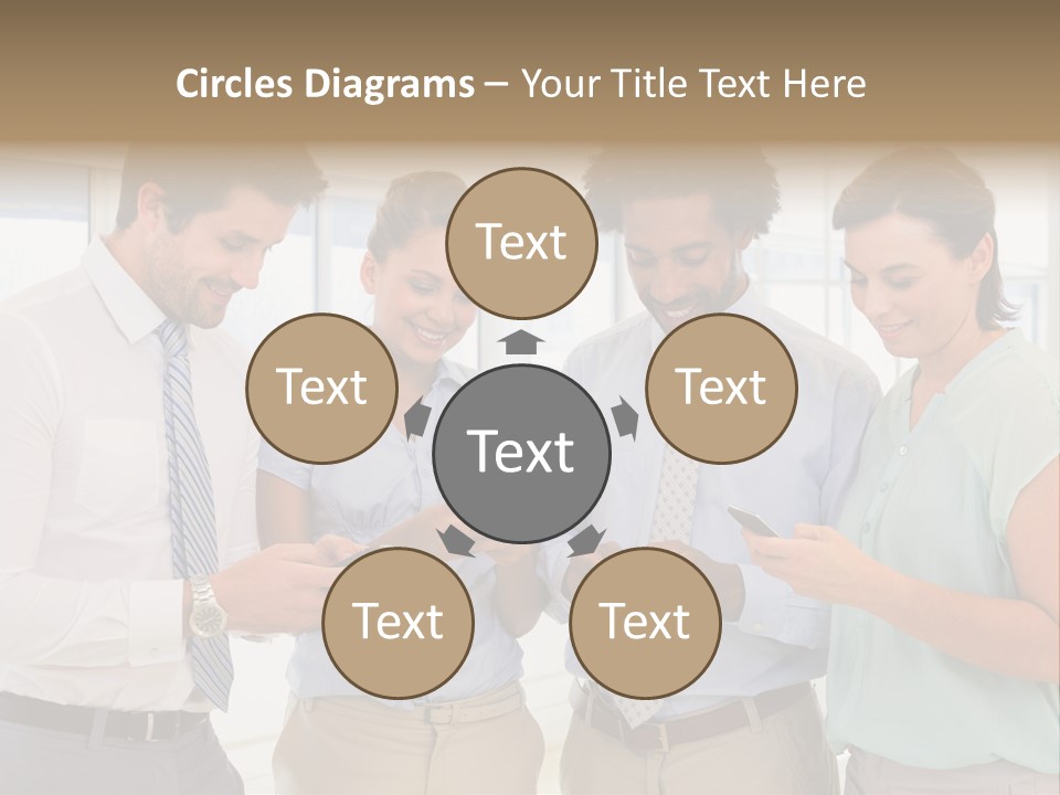 A Group Of Business People Looking At Their Cell Phones PowerPoint Template