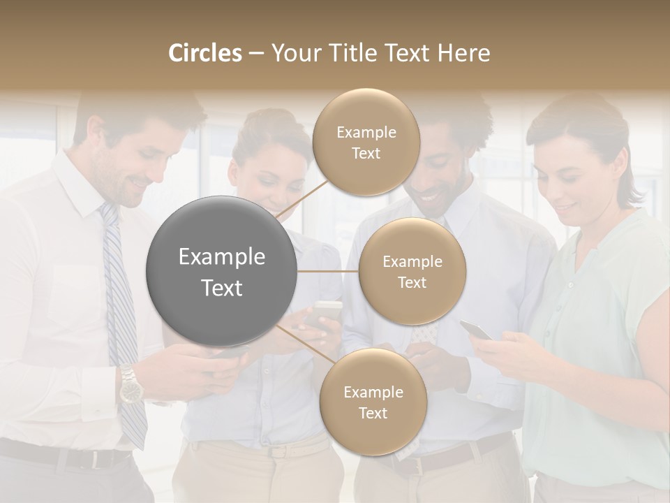 A Group Of Business People Looking At Their Cell Phones PowerPoint Template