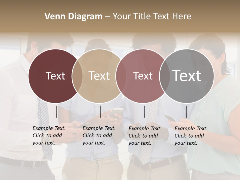 A Group Of Business People Looking At Their Cell Phones PowerPoint Template