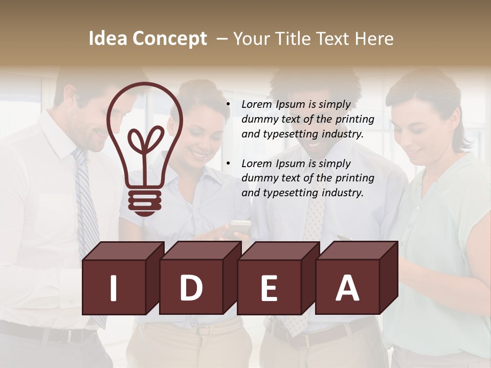 A Group Of Business People Looking At Their Cell Phones PowerPoint Template