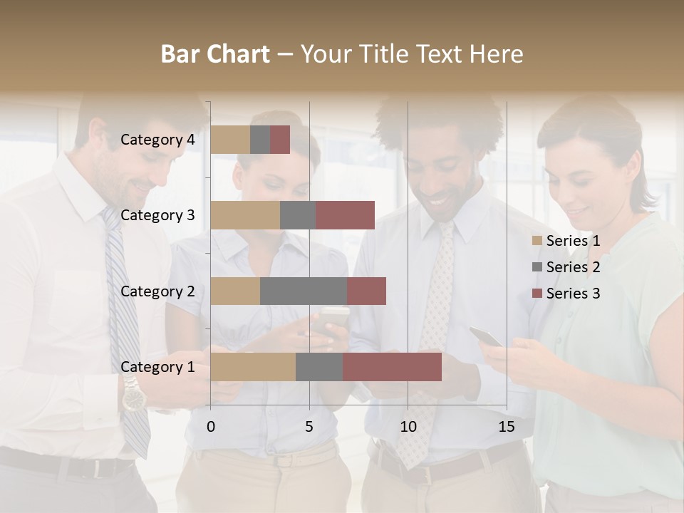 A Group Of Business People Looking At Their Cell Phones PowerPoint Template