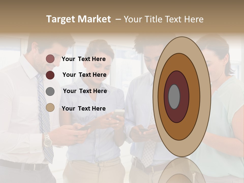 A Group Of Business People Looking At Their Cell Phones PowerPoint Template