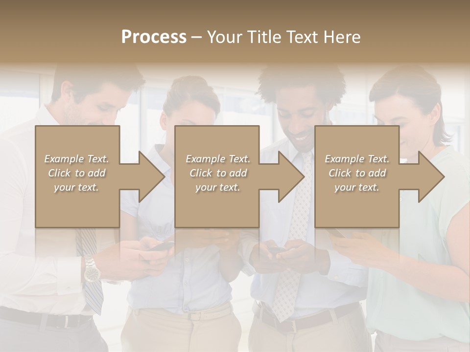 A Group Of Business People Looking At Their Cell Phones PowerPoint Template
