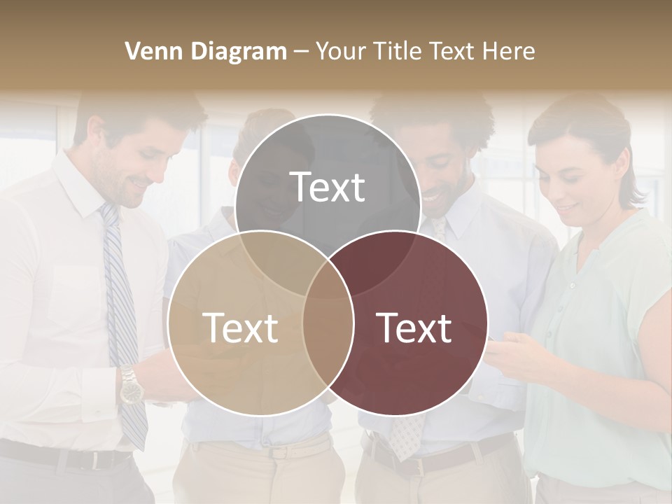 A Group Of Business People Looking At Their Cell Phones PowerPoint Template