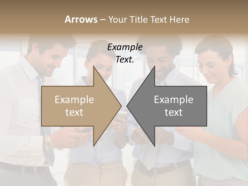 A Group Of Business People Looking At Their Cell Phones PowerPoint Template
