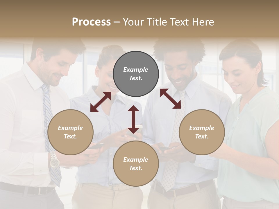 A Group Of Business People Looking At Their Cell Phones PowerPoint Template