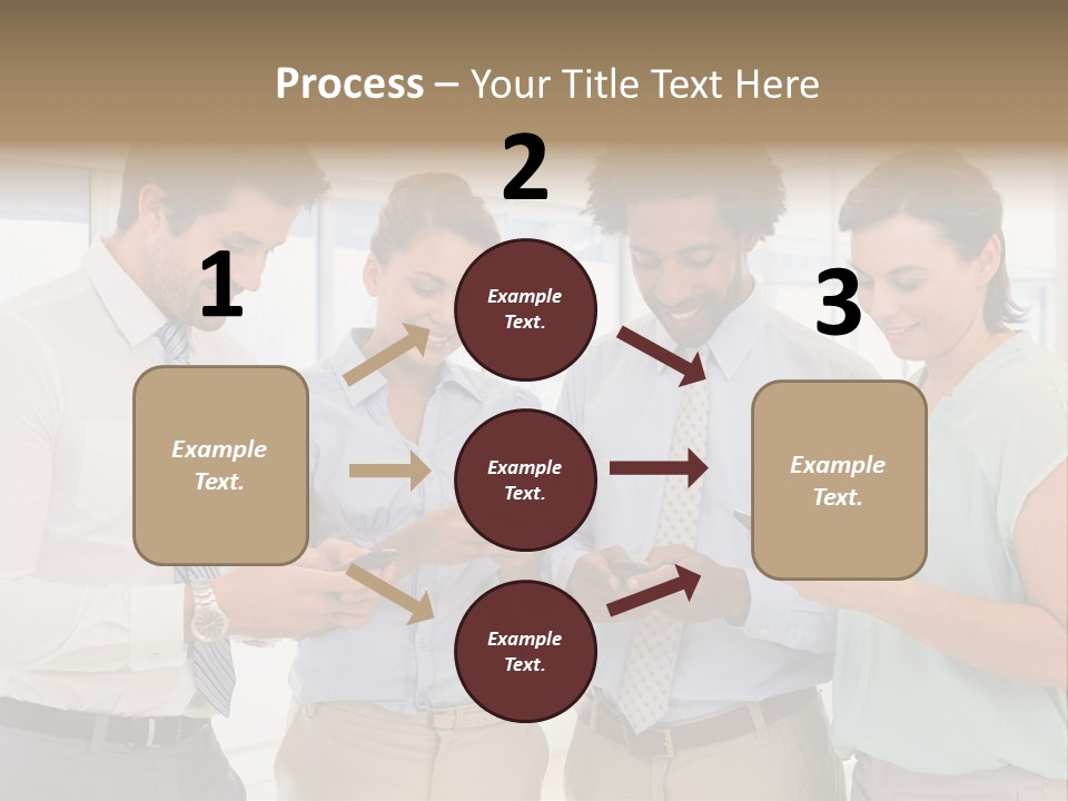 A Group Of Business People Looking At Their Cell Phones PowerPoint Template