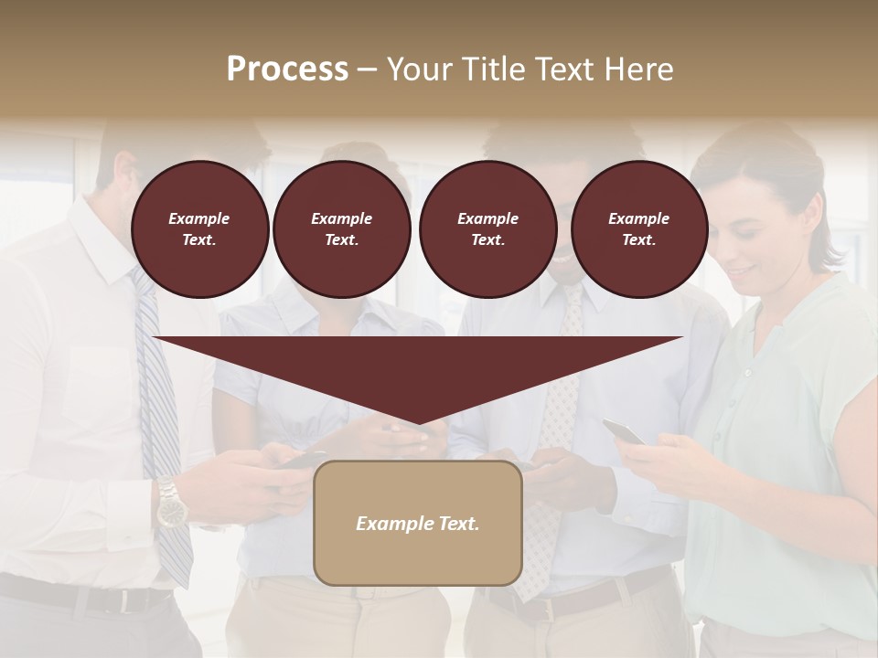 A Group Of Business People Looking At Their Cell Phones PowerPoint Template