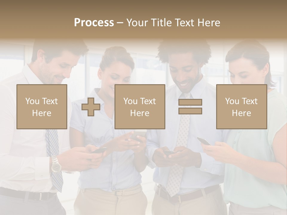 A Group Of Business People Looking At Their Cell Phones PowerPoint Template