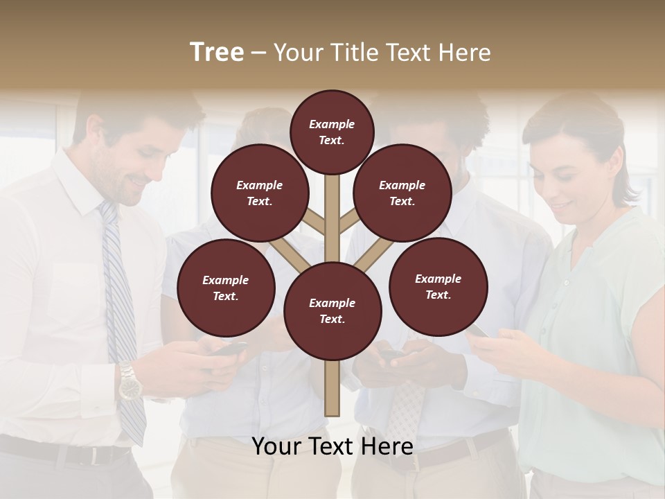 A Group Of Business People Looking At Their Cell Phones PowerPoint Template