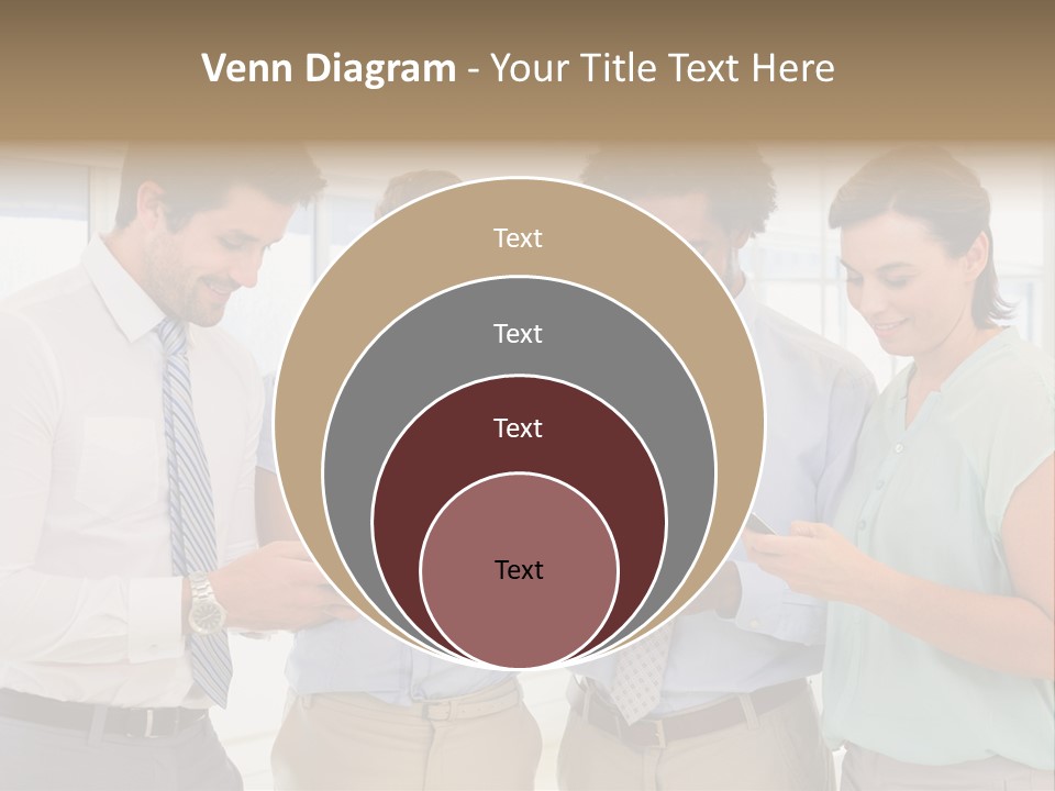 A Group Of Business People Looking At Their Cell Phones PowerPoint Template