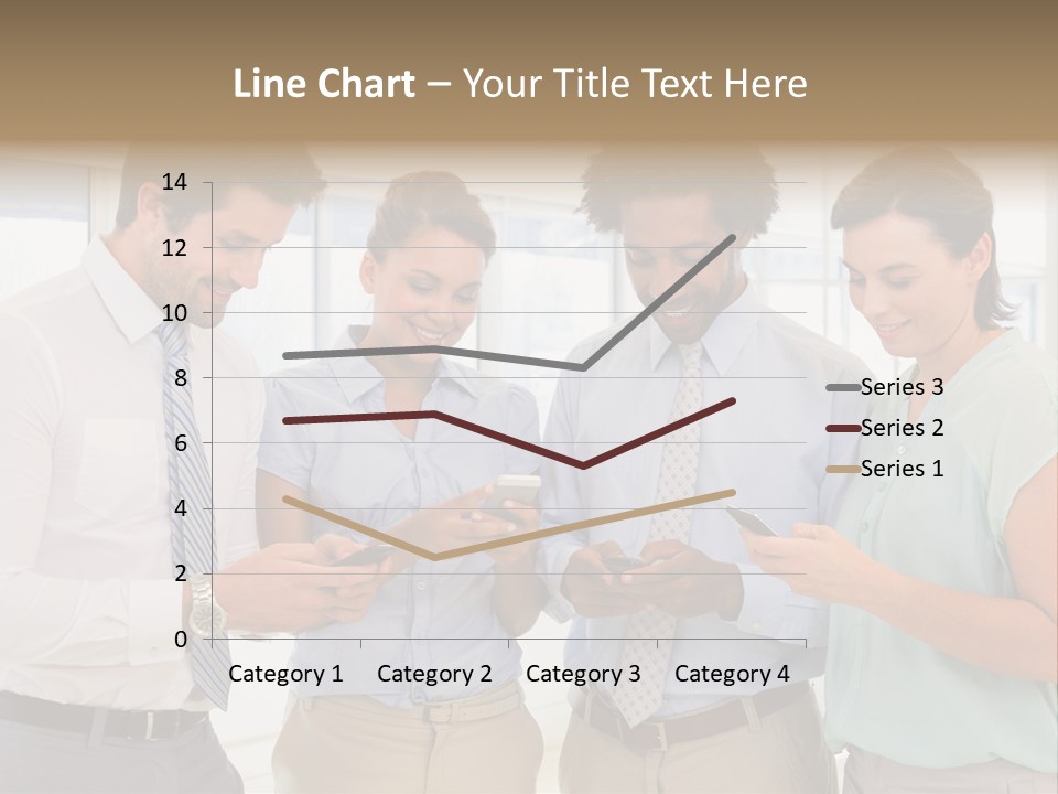 A Group Of Business People Looking At Their Cell Phones PowerPoint Template
