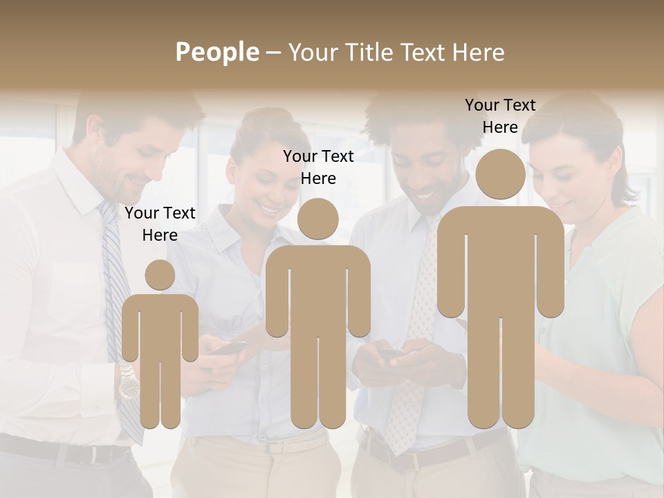 A Group Of Business People Looking At Their Cell Phones PowerPoint Template