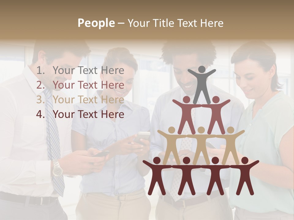 A Group Of Business People Looking At Their Cell Phones PowerPoint Template