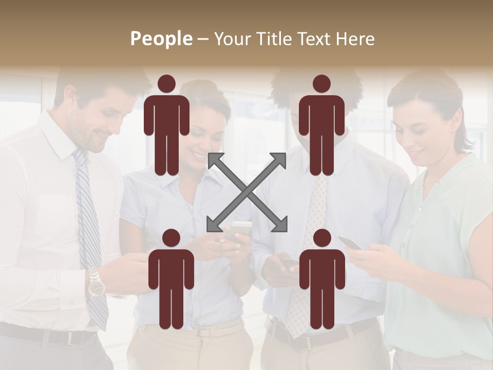 A Group Of Business People Looking At Their Cell Phones PowerPoint Template
