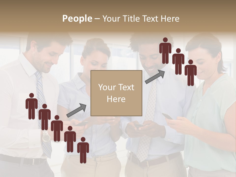 A Group Of Business People Looking At Their Cell Phones PowerPoint Template