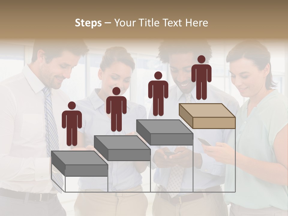 A Group Of Business People Looking At Their Cell Phones PowerPoint Template