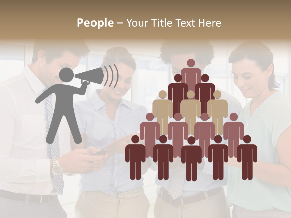 A Group Of Business People Looking At Their Cell Phones PowerPoint Template