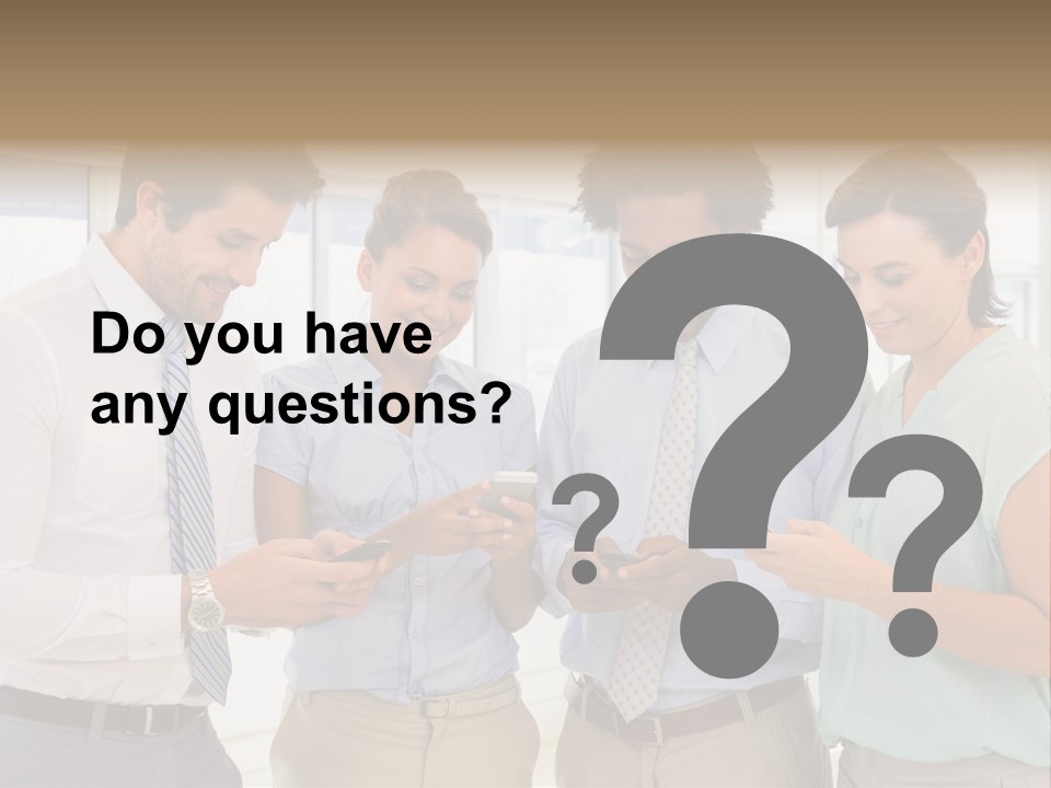 A Group Of Business People Looking At Their Cell Phones PowerPoint Template