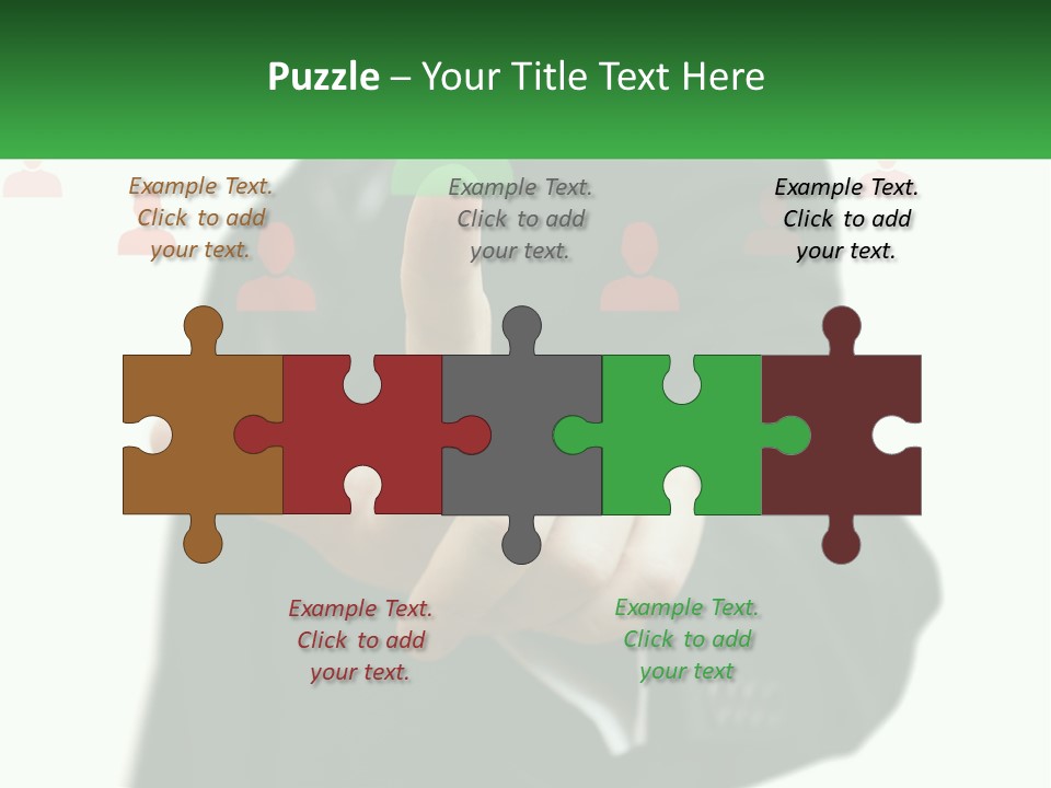 A Man In A Suit Pointing To A Green Button PowerPoint Template