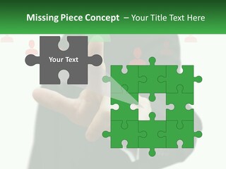 A Man In A Suit Pointing To A Green Button PowerPoint Template