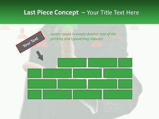 A Man In A Suit Pointing To A Green Button PowerPoint Template