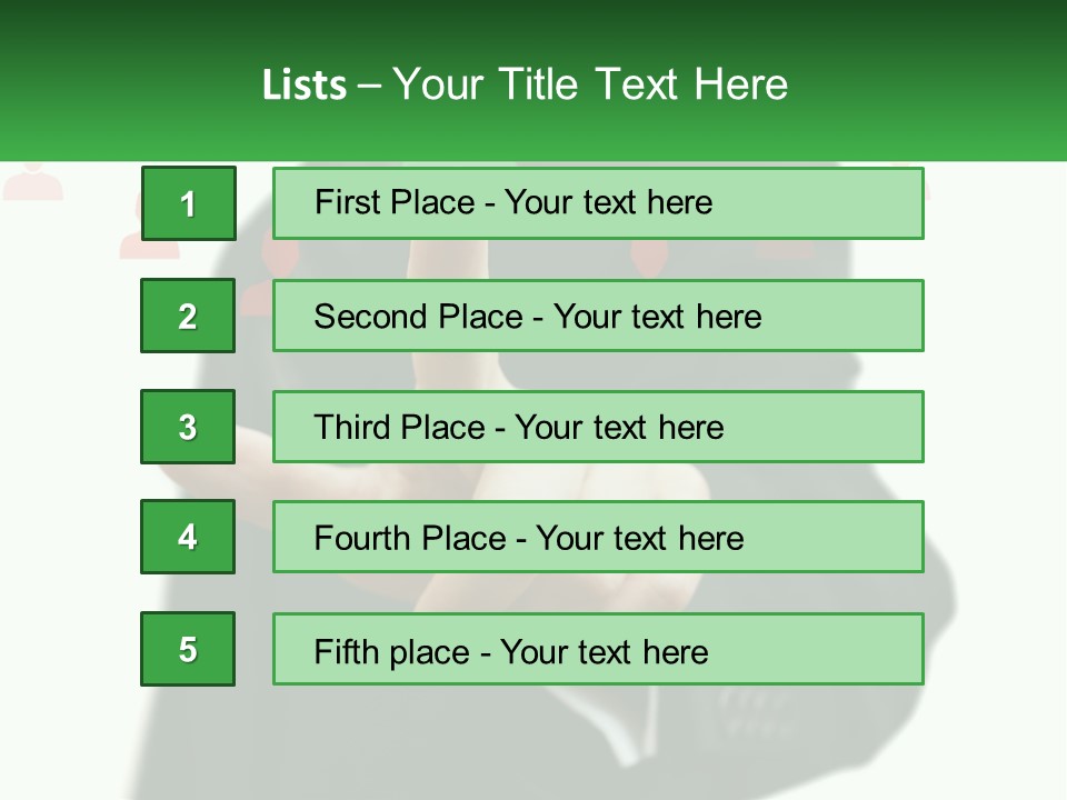 A Man In A Suit Pointing To A Green Button PowerPoint Template