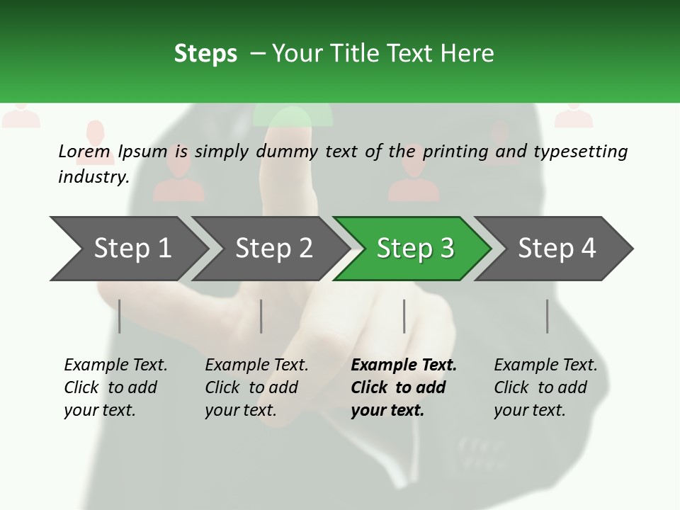 A Man In A Suit Pointing To A Green Button PowerPoint Template